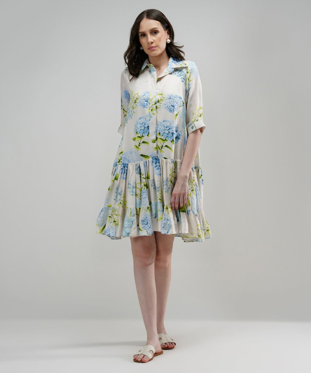 The Sarah Floral Breeze Linen Satin Dress