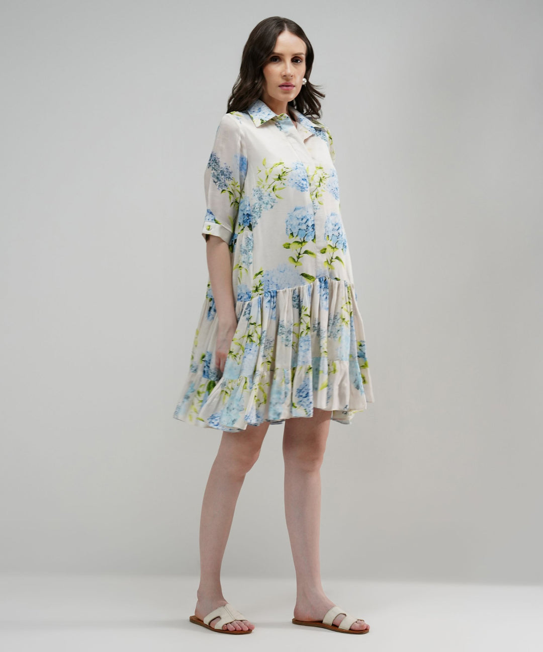 The Sarah Floral Breeze Linen Satin Dress