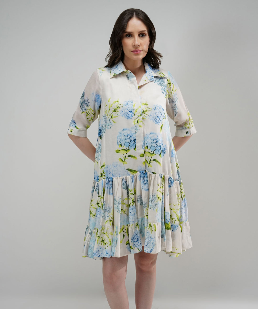 The Sarah Floral Breeze Linen Satin Dress