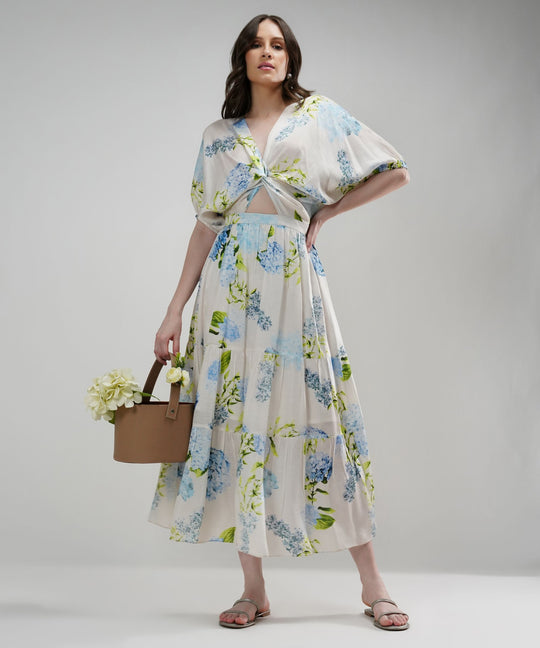 The Sarah Blossom Cut-Out Linen Satin Dress