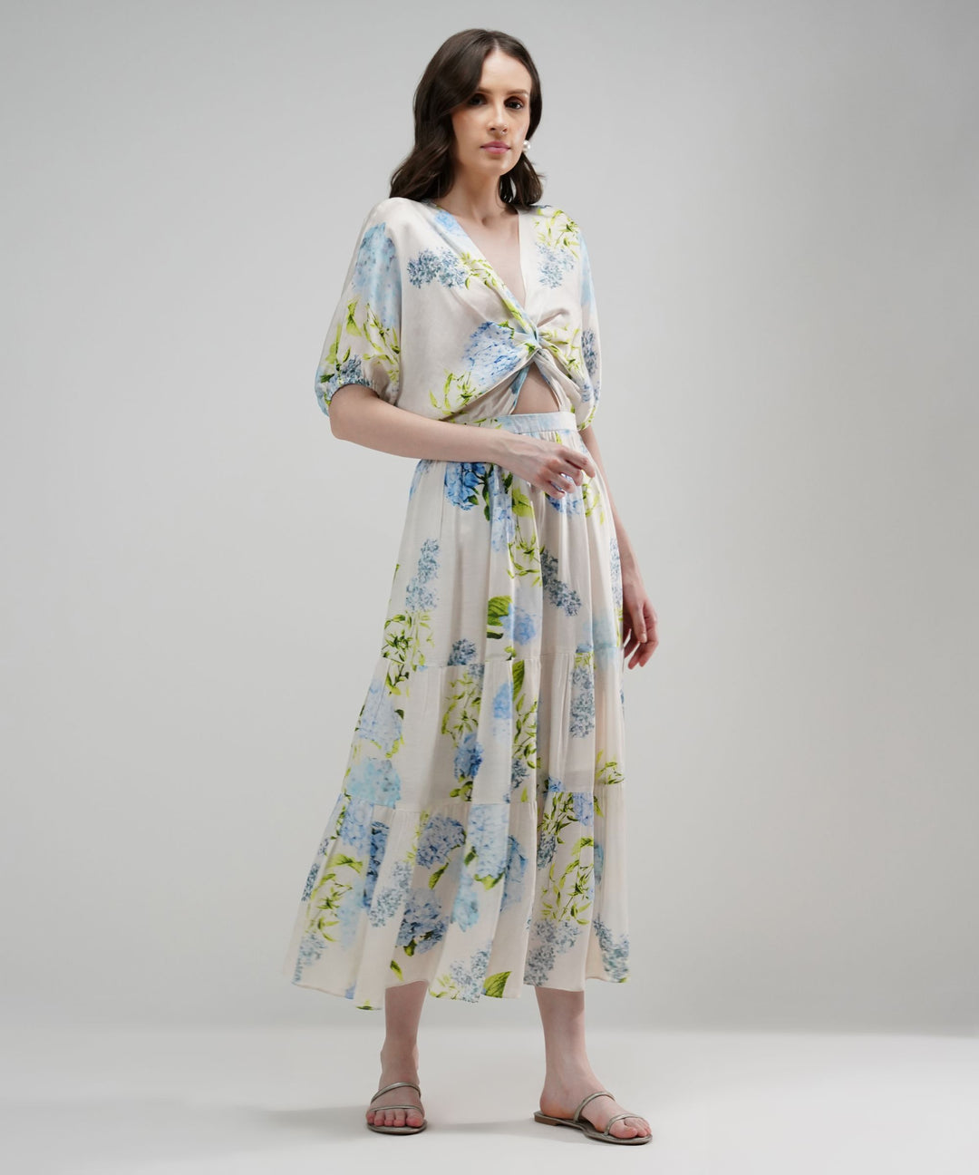 The Sarah Blossom Cut-Out Linen Satin Dress