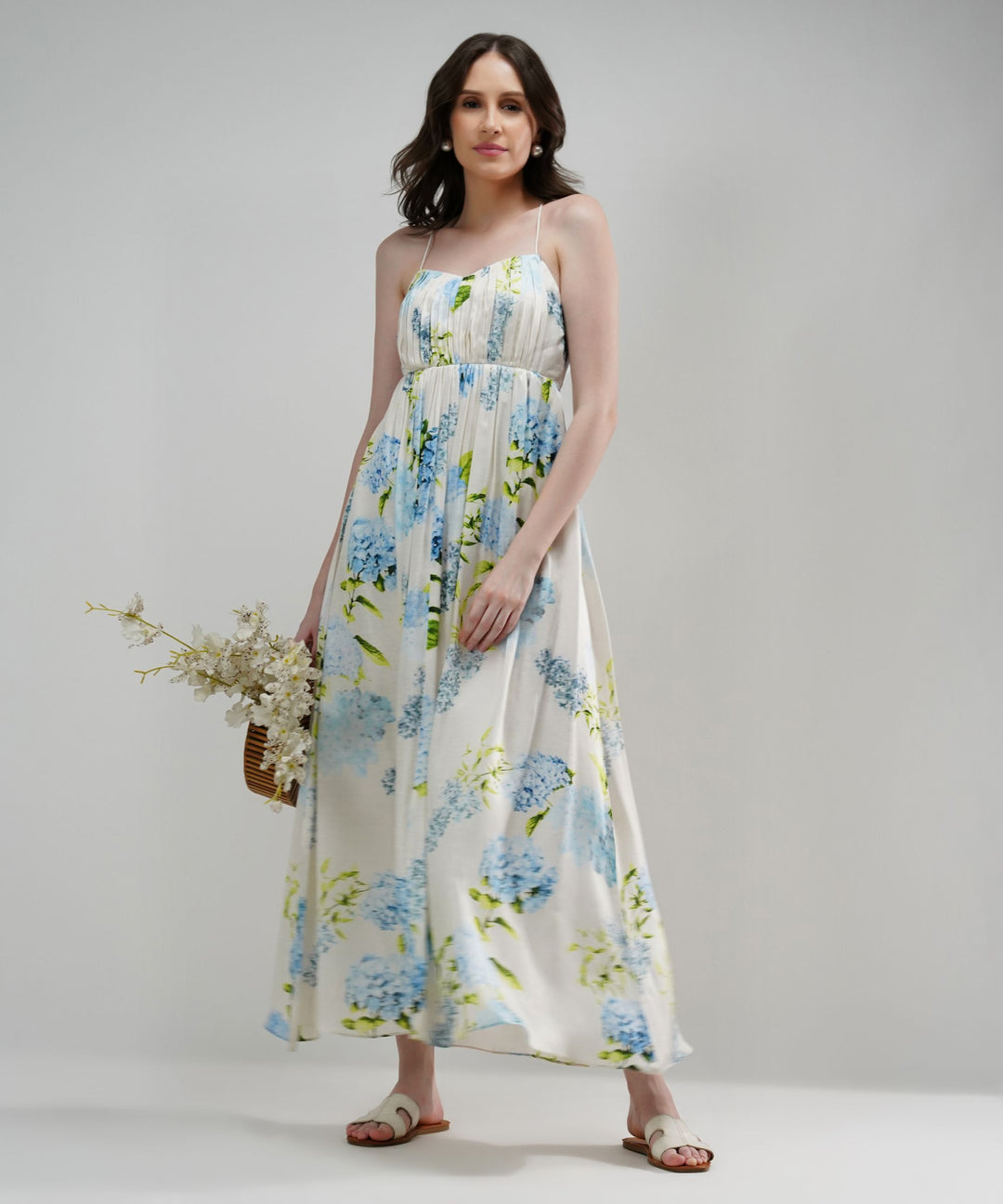 The Sarah Summer Bloom Linen Satin Maxi Dress