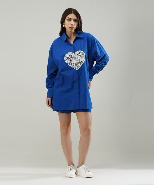 The Dil Poplin Co-ord Set in Royal Blue