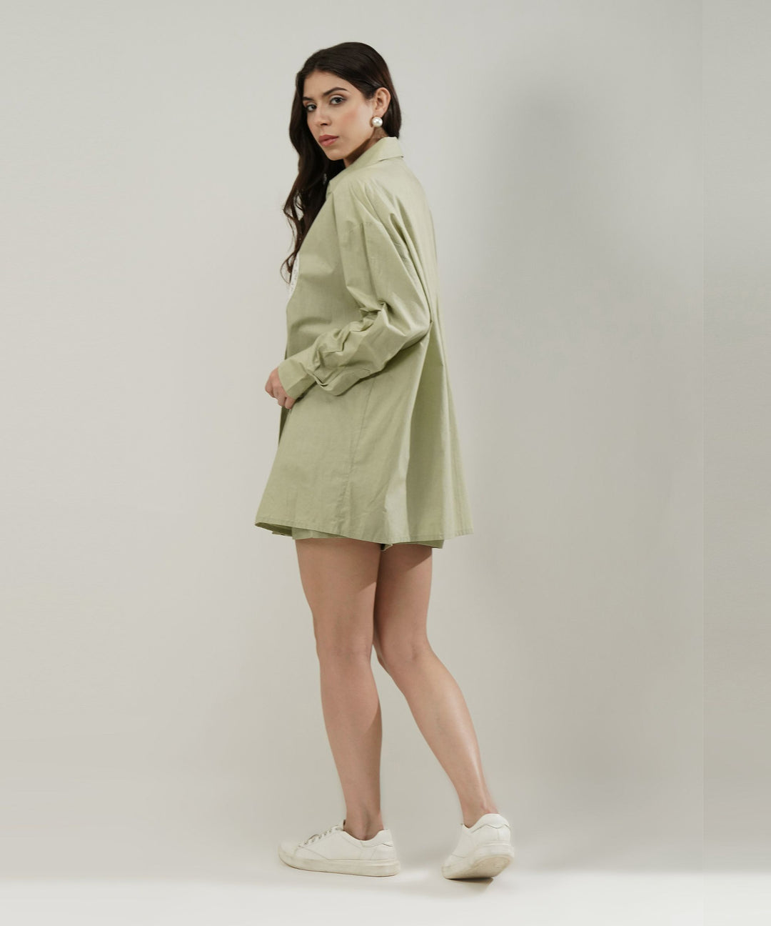 The Dil Poplin Co-ord Set in Sage Green