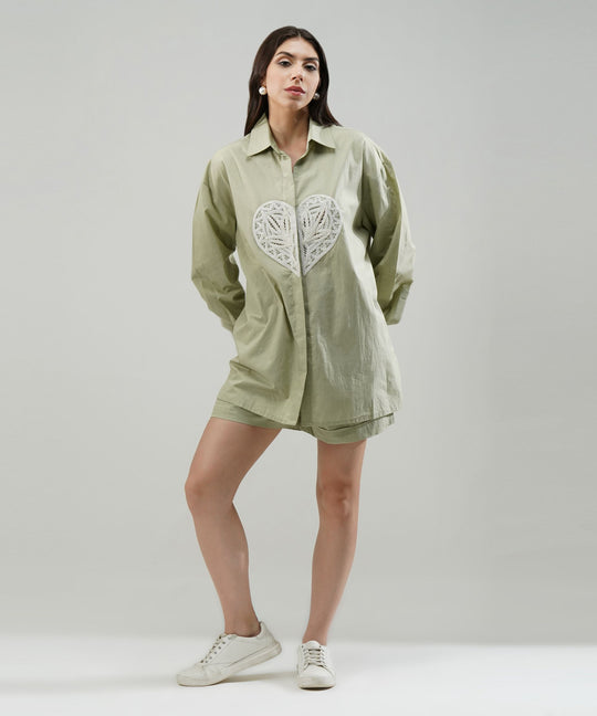 The Dil Poplin Co-ord Set in Sage Green