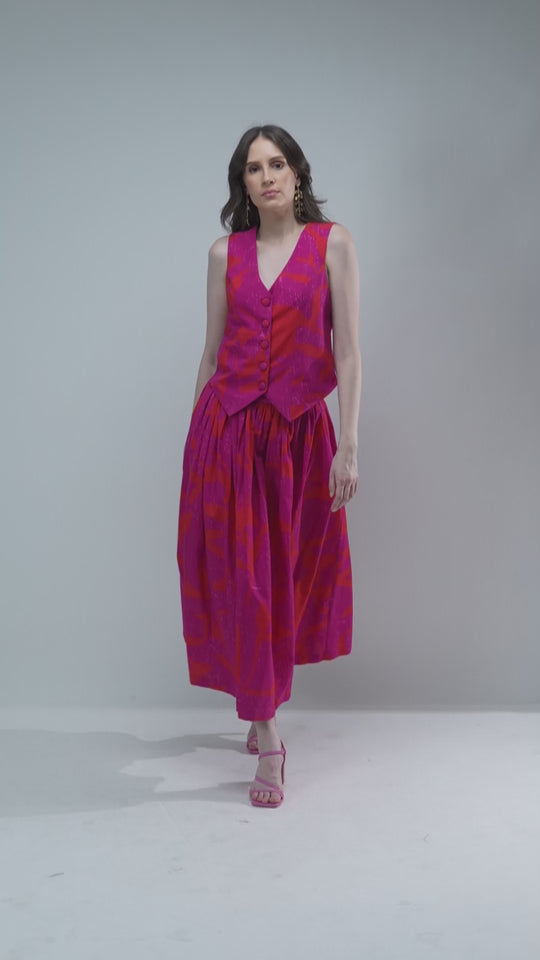 The Vibrant Ariella Linen Vest and Skirt Set