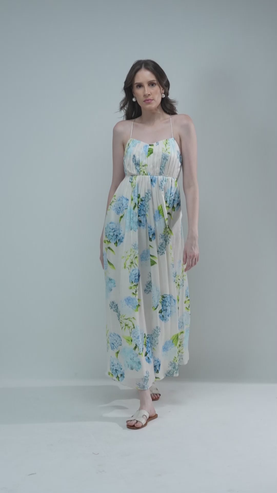 The Sarah Summer Bloom Linen Satin Maxi Dress