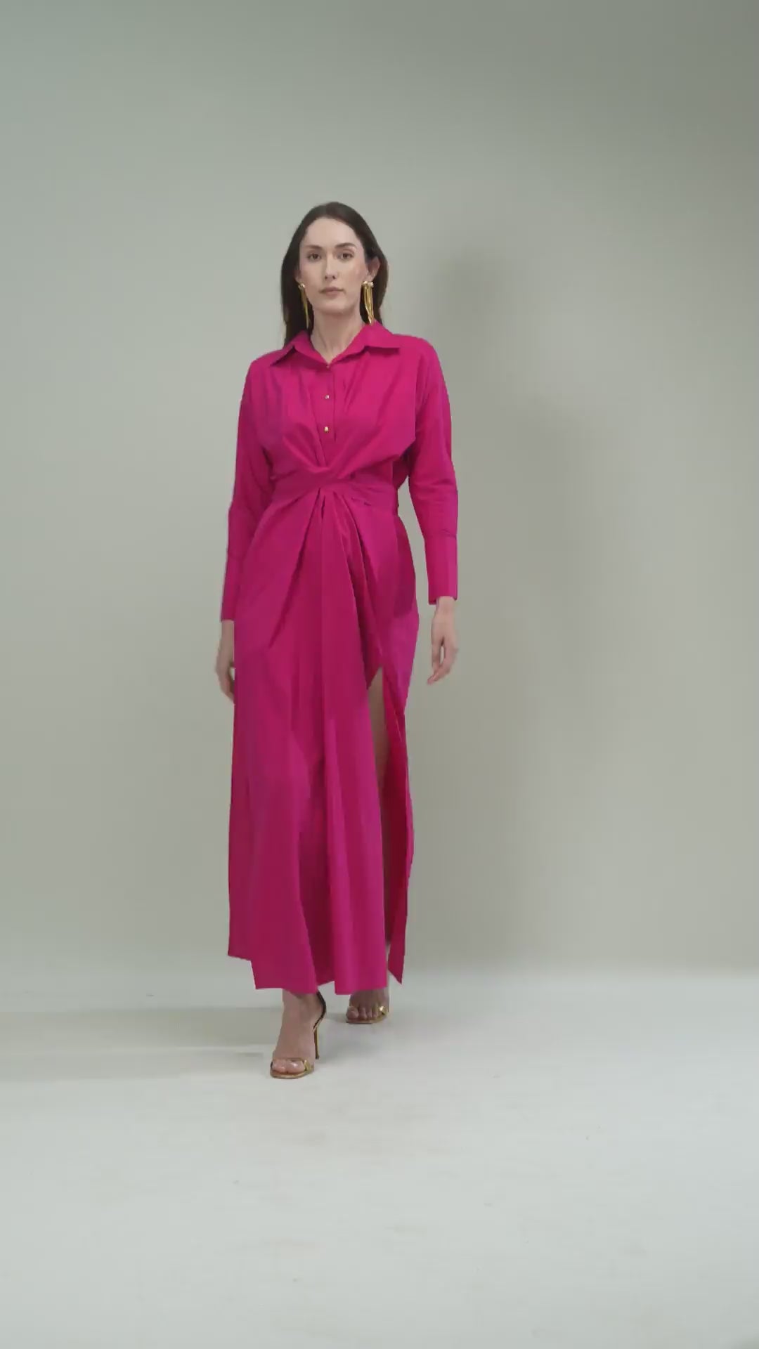 The Abra Poplin Tie Up Dress in Pink