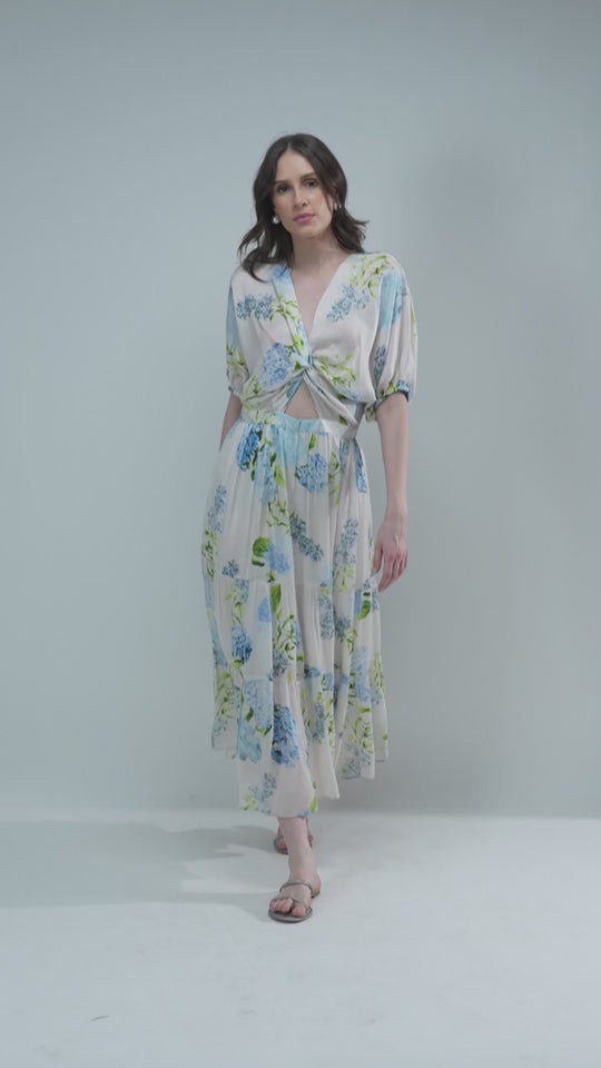 The Sarah Blossom Cut-Out Linen Satin Dress