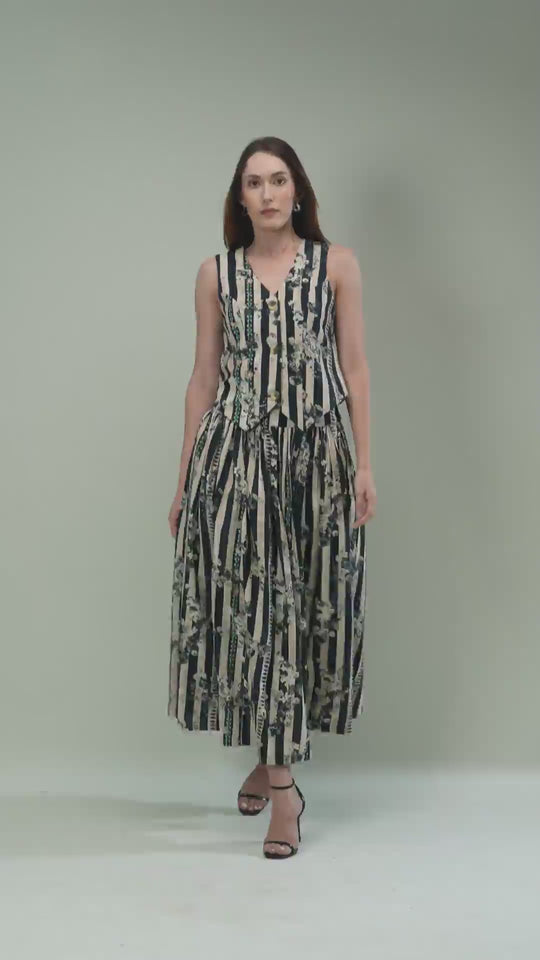 The Aliza Printed Waistcoat Co-ord Set in Linen